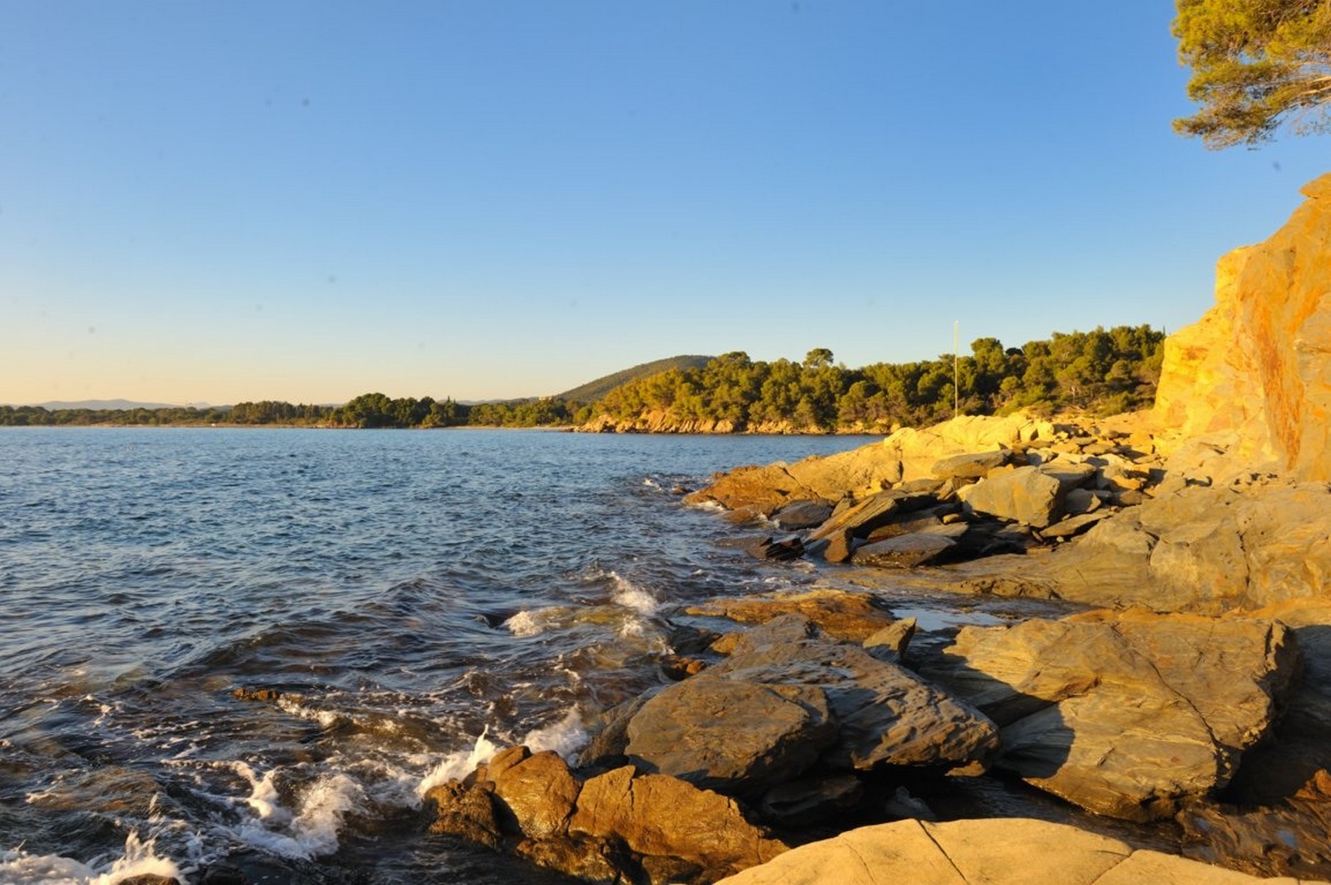 Plage de rochers en bord de mer